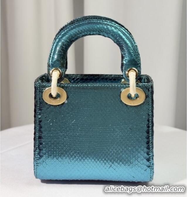 Luxury Discount Dior Mini Lady Dior Bag in Python Leather D123008 Green 2025