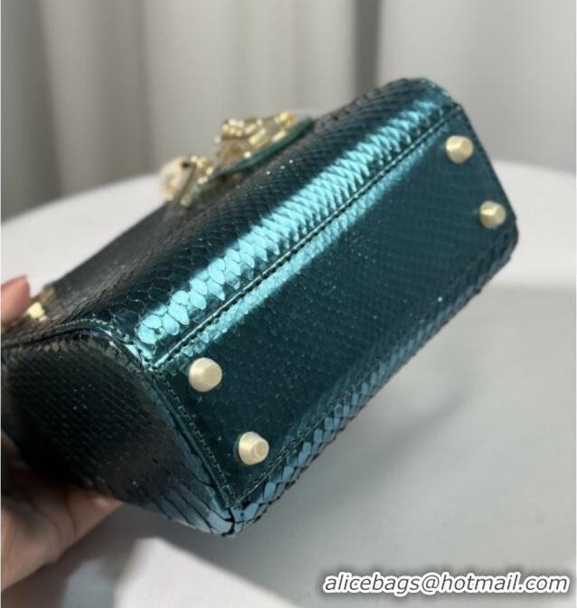 Luxury Discount Dior Mini Lady Dior Bag in Python Leather D123008 Green 2025