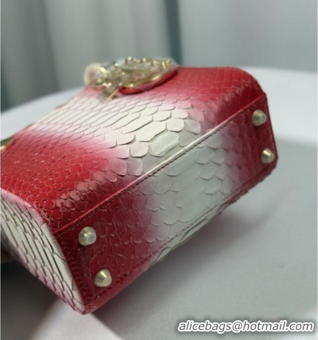 Super Quality Dior Mini Lady Dior Bag in Python Leather D123010 Red/White 2025