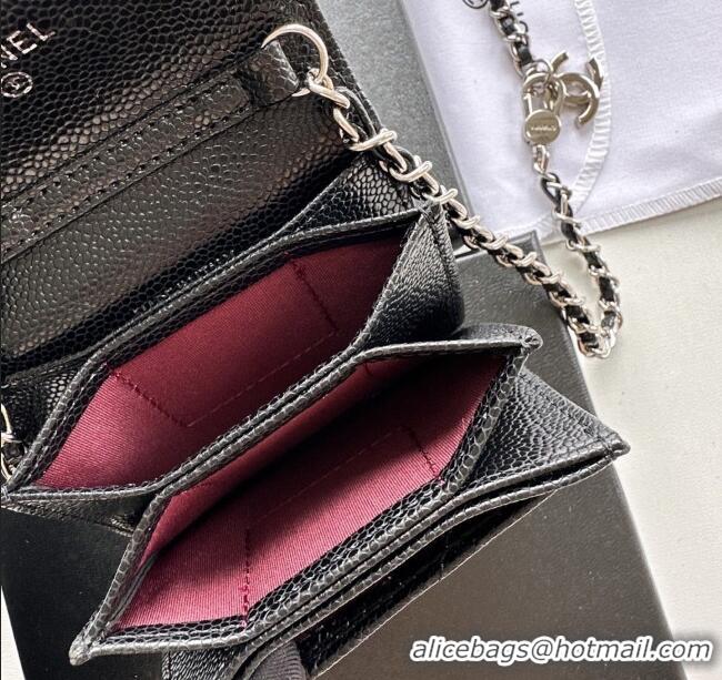 Top Grade Chanel Chain Belt with Pouch in Grainy Leather 2016025 Black/Silver 2025