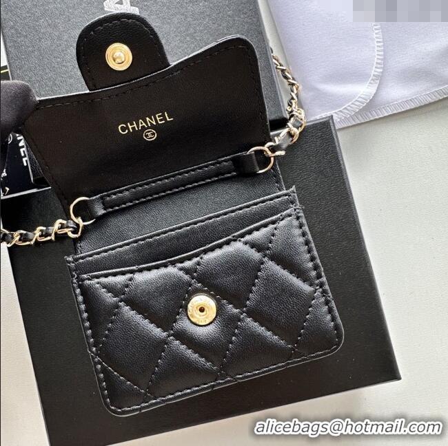 Pretty Style Chanel Chain Belt with Pouch in Smooth Leather 2016025 Black/Gold 2025