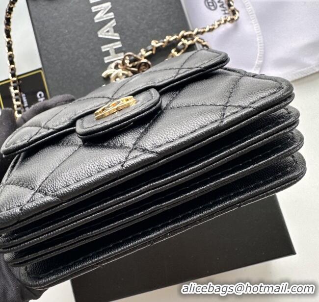 Pretty Style Chanel Chain Belt with Pouch in Smooth Leather 2016025 Black/Gold 2025