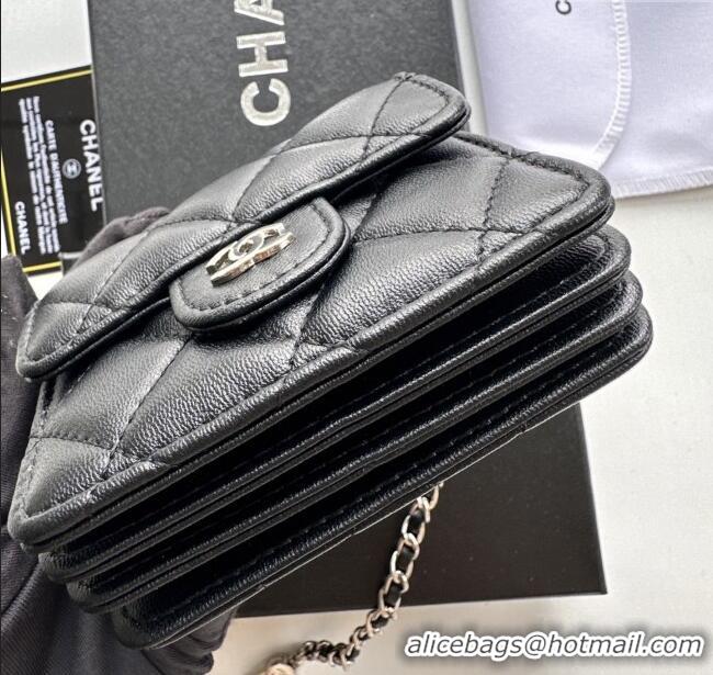 Trendy Design Chanel Chain Belt with Pouch in Smooth Leather 2016025 Black/Silver 2025