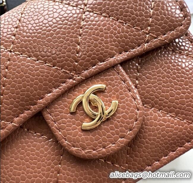 Unique Style Chanel Chain Belt with Pouch in Grainy Leather 2016025 Brown/Gold 2025