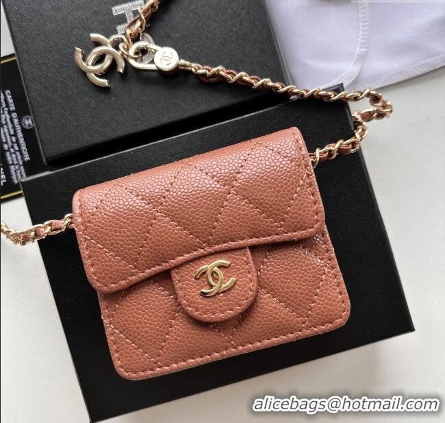Unique Style Chanel Chain Belt with Pouch in Grainy Leather 2016025 Brown/Gold 2025