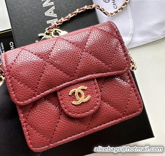 Big Discount Chanel Chain Belt with Pouch in Grainy Leather 2016025 Burgundy/Gold 2025