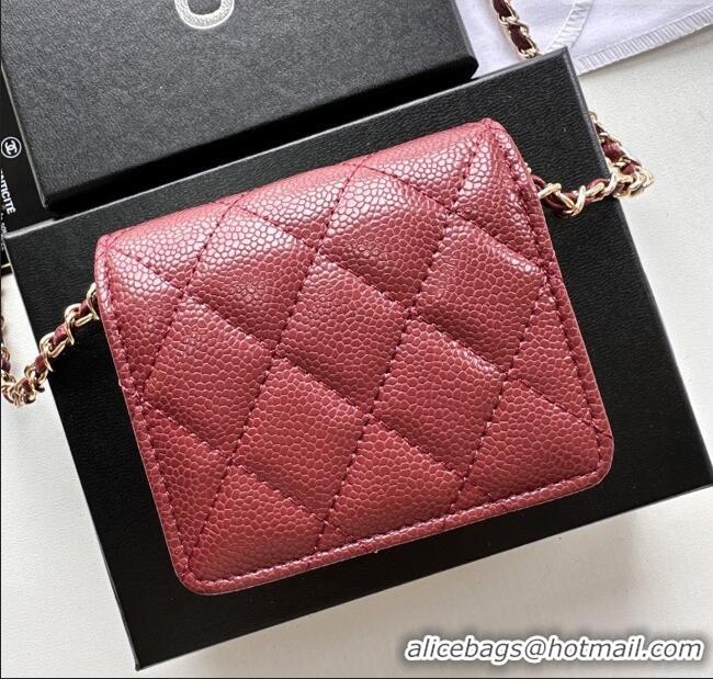 Big Discount Chanel Chain Belt with Pouch in Grainy Leather 2016025 Burgundy/Gold 2025