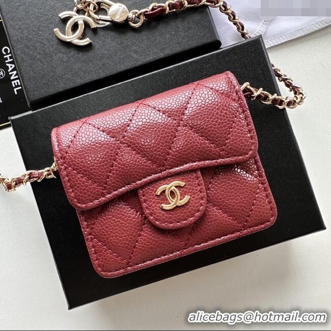 Big Discount Chanel Chain Belt with Pouch in Grainy Leather 2016025 Burgundy/Gold 2025