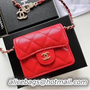 Good Product Chanel Chain Belt with Pouch in Grainy Leather 2016025 Red/Gold 2025
