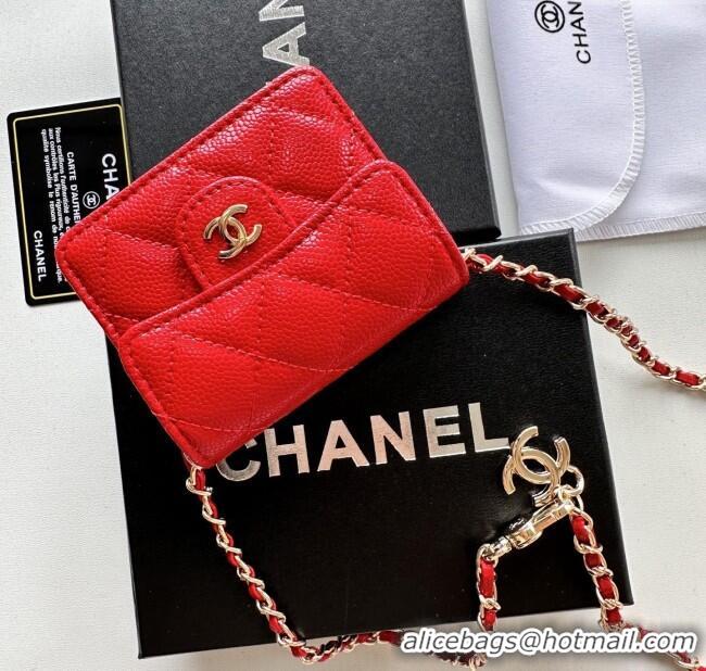 Good Product Chanel Chain Belt with Pouch in Grainy Leather 2016025 Red/Gold 2025
