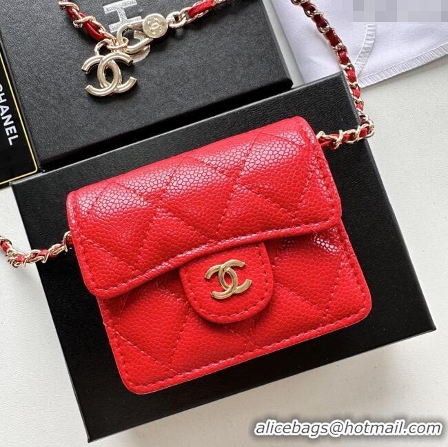 Good Product Chanel Chain Belt with Pouch in Grainy Leather 2016025 Red/Gold 2025