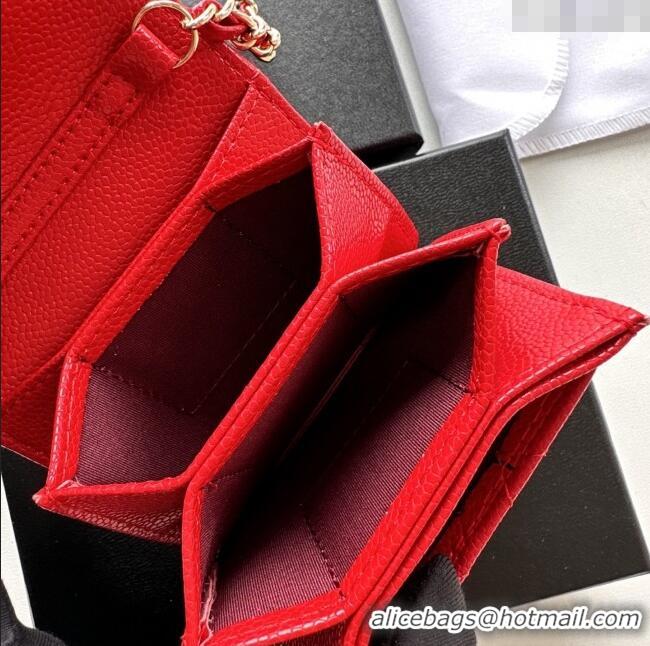 Good Product Chanel Chain Belt with Pouch in Grainy Leather 2016025 Red/Gold 2025