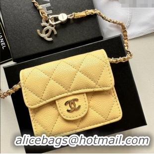 Fashion Discount Chanel Chain Belt with Pouch in Grainy Leather 2016025 Yellow/Gold 2025