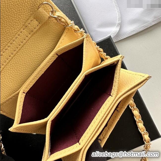Fashion Discount Chanel Chain Belt with Pouch in Grainy Leather 2016025 Yellow/Gold 2025