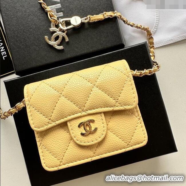 Fashion Discount Chanel Chain Belt with Pouch in Grainy Leather 2016025 Yellow/Gold 2025