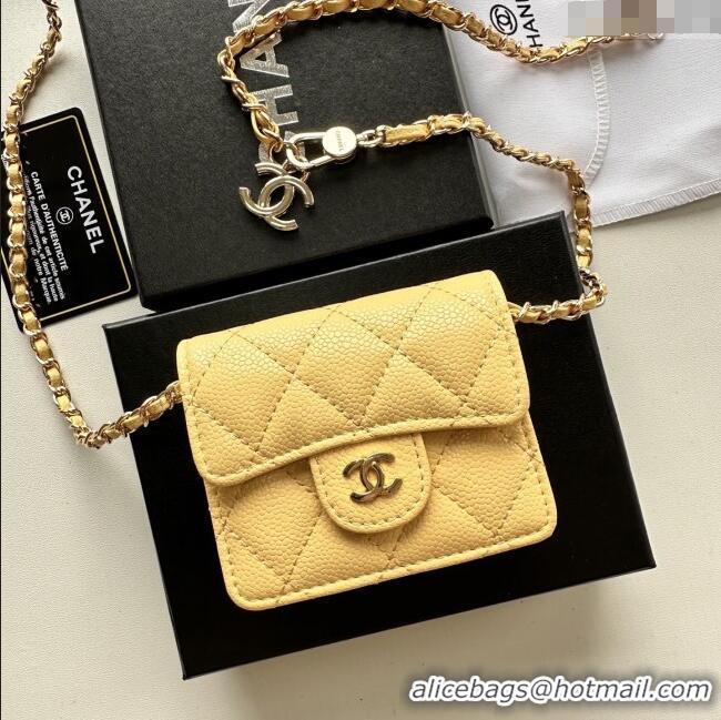 Fashion Discount Chanel Chain Belt with Pouch in Grainy Leather 2016025 Yellow/Gold 2025