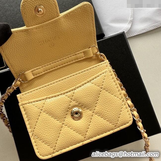 Fashion Discount Chanel Chain Belt with Pouch in Grainy Leather 2016025 Yellow/Gold 2025