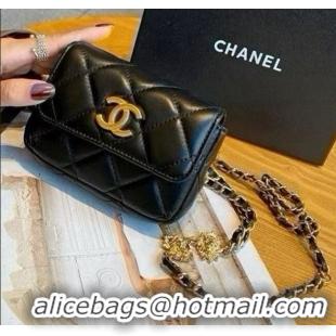 Best Quality Chanel Chain Belt with Pouch in Smooth Leather 2018025 Black 2025