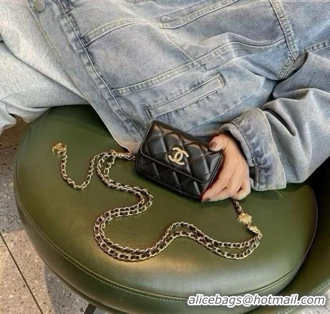 Best Quality Chanel Chain Belt with Pouch in Smooth Leather 2018025 Black 2025