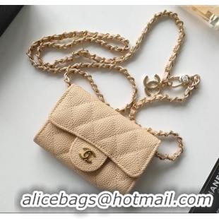 Famous Brand Chanel Chain Belt with Pouch in Grainy Leather 2015025 Beige 2025