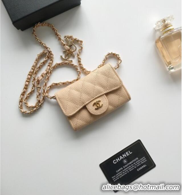 Famous Brand Chanel Chain Belt with Pouch in Grainy Leather 2015025 Beige 2025