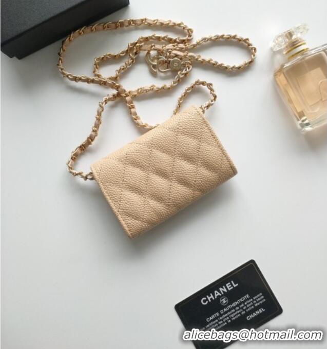 Famous Brand Chanel Chain Belt with Pouch in Grainy Leather 2015025 Beige 2025