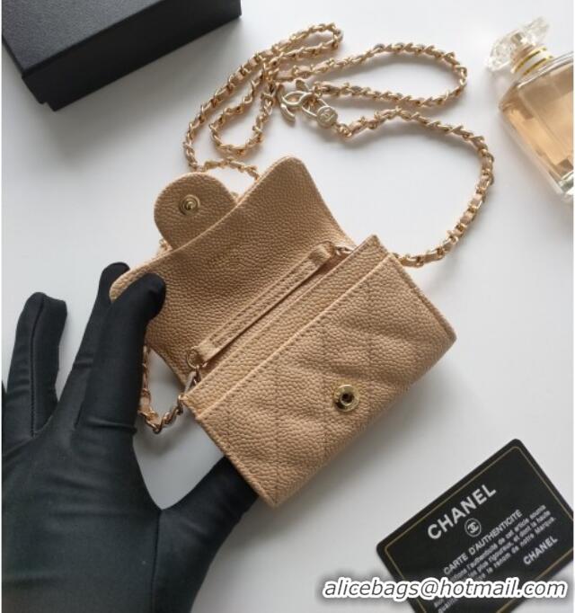 Famous Brand Chanel Chain Belt with Pouch in Grainy Leather 2015025 Beige 2025