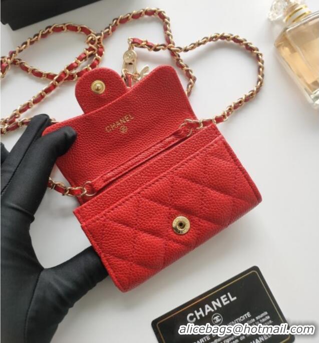 Top Quality Chanel Chain Belt with Pouch in Grainy Leather 2015025 Red 2025