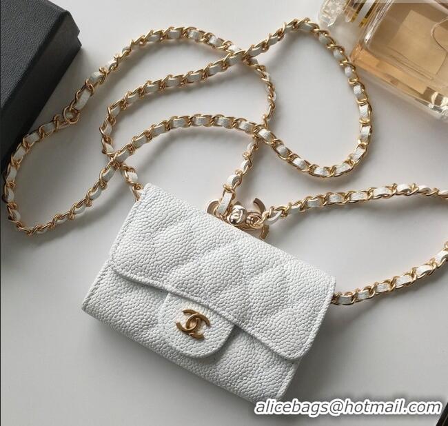 New Fashion Chanel Chain Belt with Pouch in Grainy Leather 2015025 White 2025