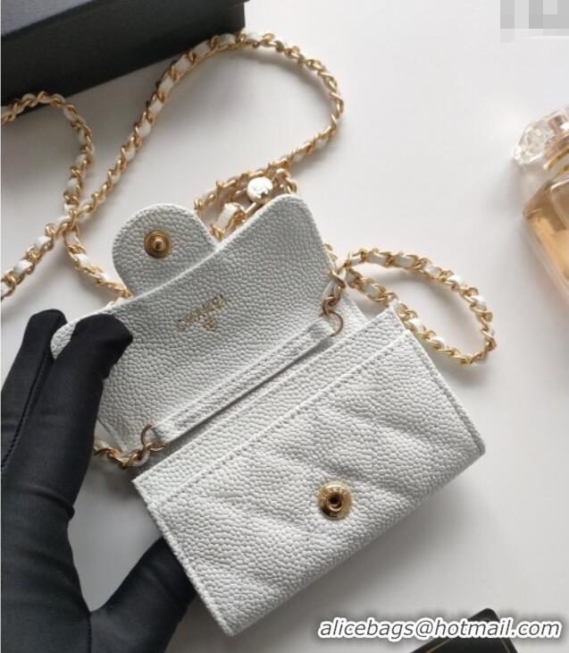New Fashion Chanel Chain Belt with Pouch in Grainy Leather 2015025 White 2025