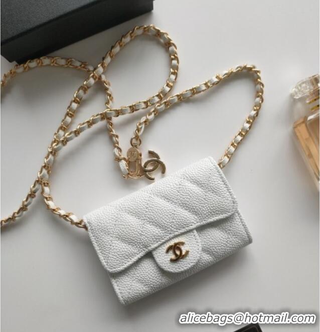 New Fashion Chanel Chain Belt with Pouch in Grainy Leather 2015025 White 2025