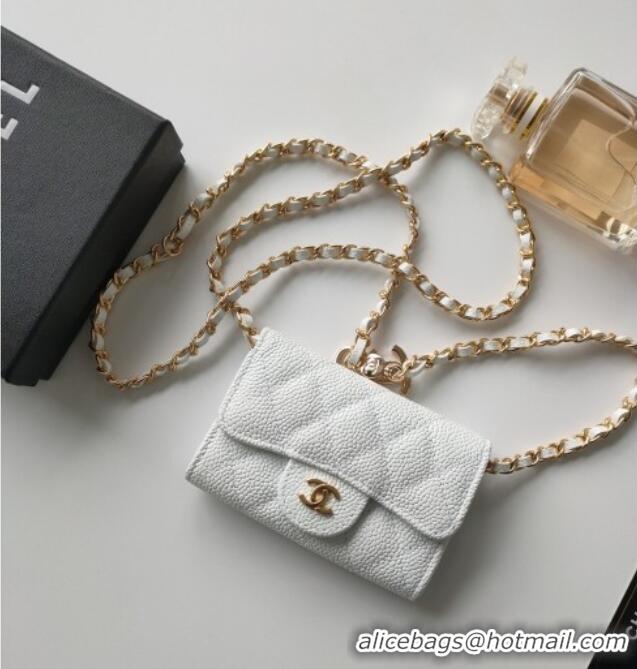 New Fashion Chanel Chain Belt with Pouch in Grainy Leather 2015025 White 2025