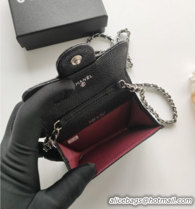 Best Quality Chanel Chain Belt with Pouch in Grainy Leather 2015025 Black/Silver 2025