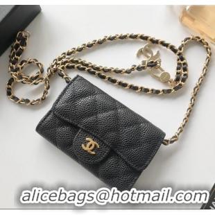 Low Cost Chanel Chain Belt with Pouch in Grainy Leather 2015025 Black/Gold 2025