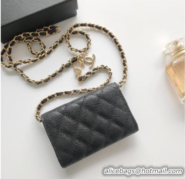 Low Cost Chanel Chain Belt with Pouch in Grainy Leather 2015025 Black/Gold 2025