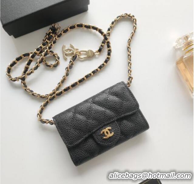 Low Cost Chanel Chain Belt with Pouch in Grainy Leather 2015025 Black/Gold 2025