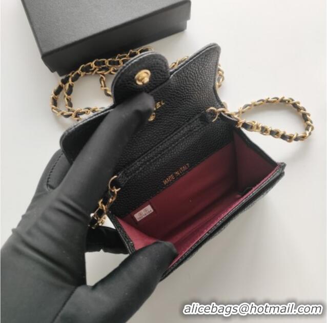 Low Cost Chanel Chain Belt with Pouch in Grainy Leather 2015025 Black/Gold 2025