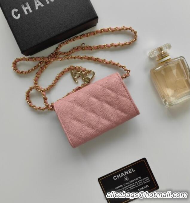 Famous Brand Chanel Chain Belt with Pouch in Grainy Leather 2015025 Pink 2025