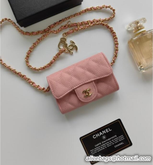 Famous Brand Chanel Chain Belt with Pouch in Grainy Leather 2015025 Pink 2025