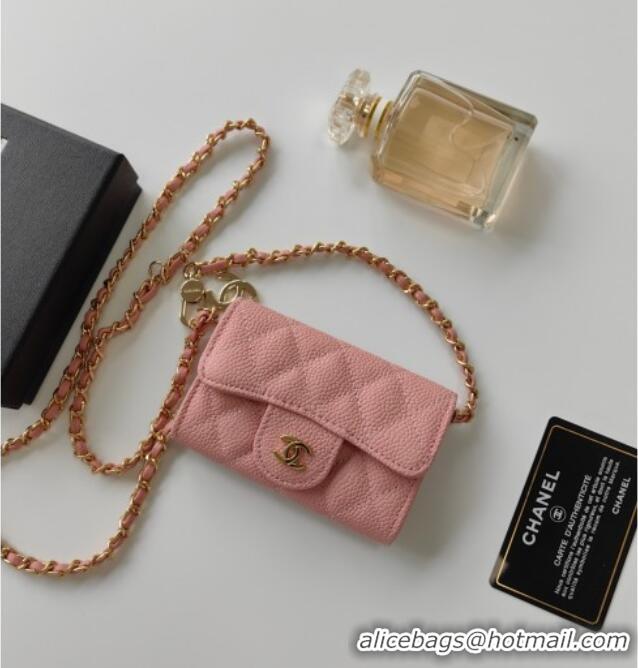 Famous Brand Chanel Chain Belt with Pouch in Grainy Leather 2015025 Pink 2025