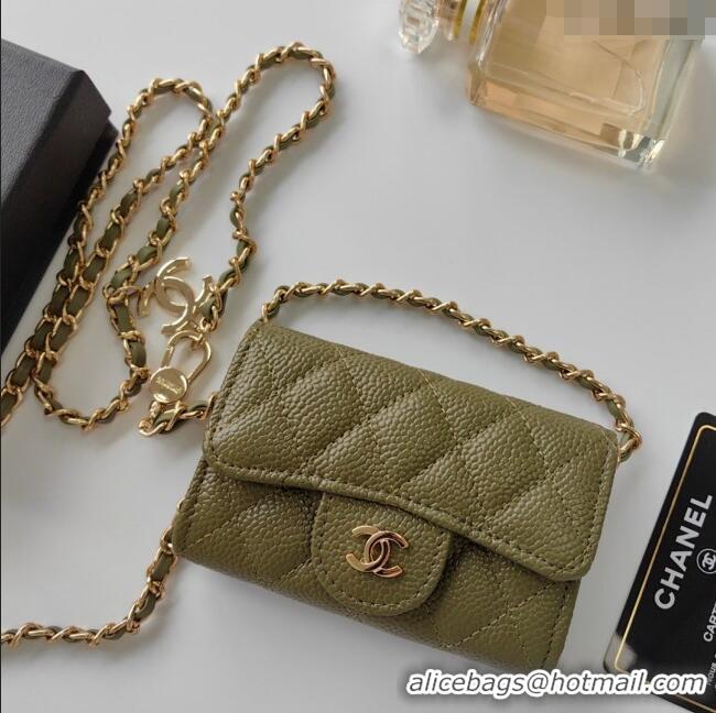 Top Quality Chanel Chain Belt with Pouch in Grainy Leather 2015025 Green 2025