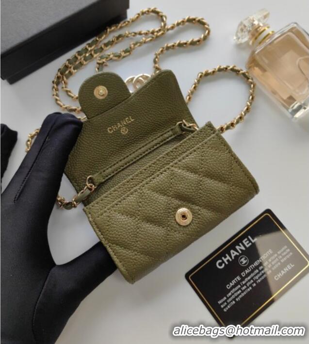 Top Quality Chanel Chain Belt with Pouch in Grainy Leather 2015025 Green 2025