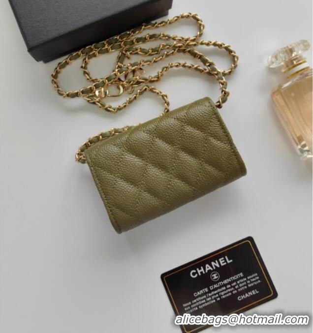 Top Quality Chanel Chain Belt with Pouch in Grainy Leather 2015025 Green 2025