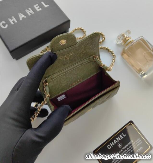 Top Quality Chanel Chain Belt with Pouch in Grainy Leather 2015025 Green 2025