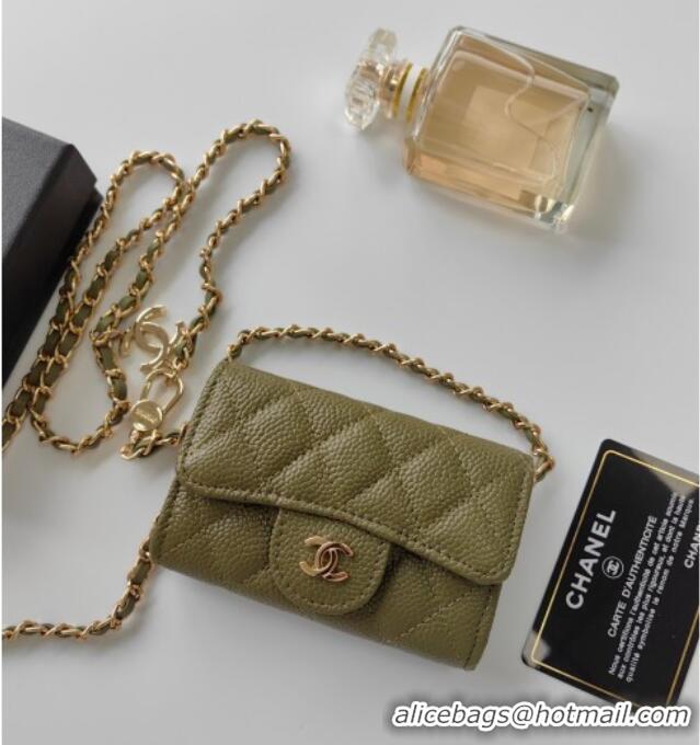 Top Quality Chanel Chain Belt with Pouch in Grainy Leather 2015025 Green 2025