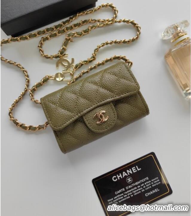 Top Quality Chanel Chain Belt with Pouch in Grainy Leather 2015025 Green 2025