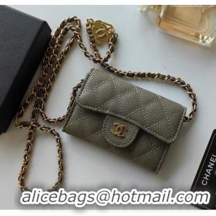 Luxury Cheap Chanel Chain Belt with Pouch in Grainy Leather 2015025 Grey 2025