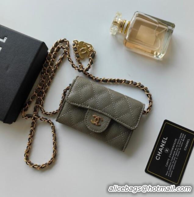 Luxury Cheap Chanel Chain Belt with Pouch in Grainy Leather 2015025 Grey 2025