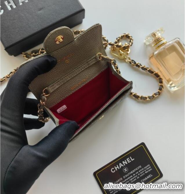 Luxury Cheap Chanel Chain Belt with Pouch in Grainy Leather 2015025 Grey 2025
