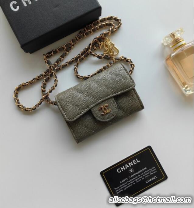 Luxury Cheap Chanel Chain Belt with Pouch in Grainy Leather 2015025 Grey 2025